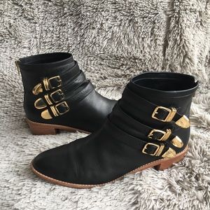 Loeffler Randall leather boots w/buckles size 11